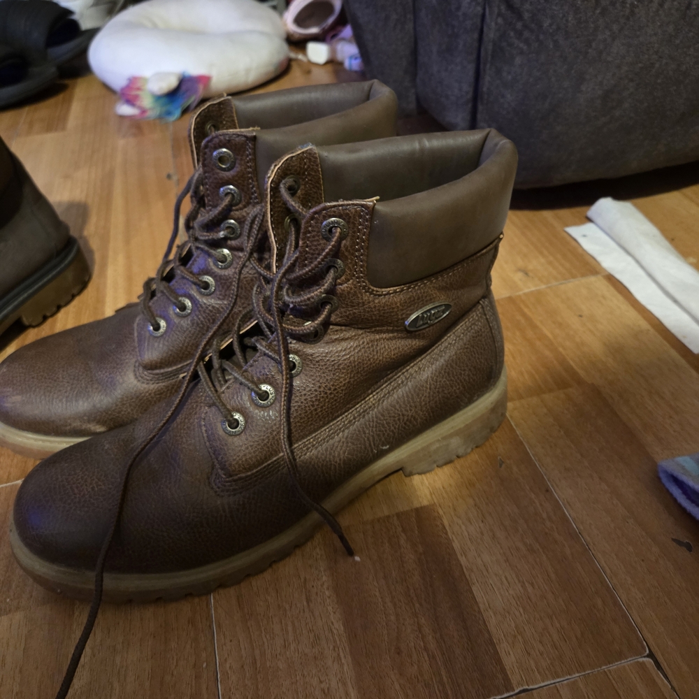 lug Brown Leather Lace-Up Ankle Boots
